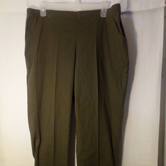 JMS Just My Size Pants Women 3X Comfort Waist Straight Leg Green - Picture 1 of 14